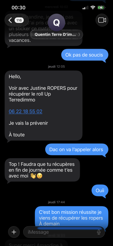 Message avec Quentin Naour de terre d’immo