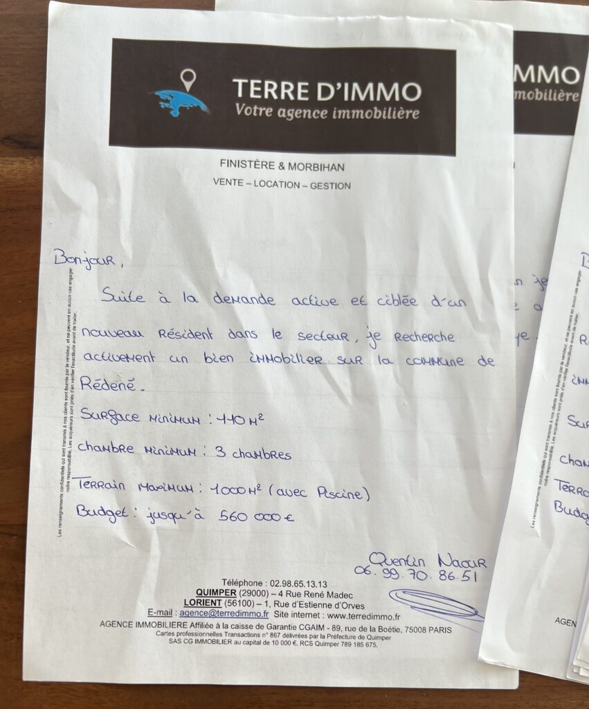 Cartelette pour la prospection immobilière 