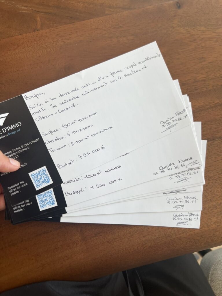 Carte lettres pour attirer les vendeurs et faire des visites immobilière